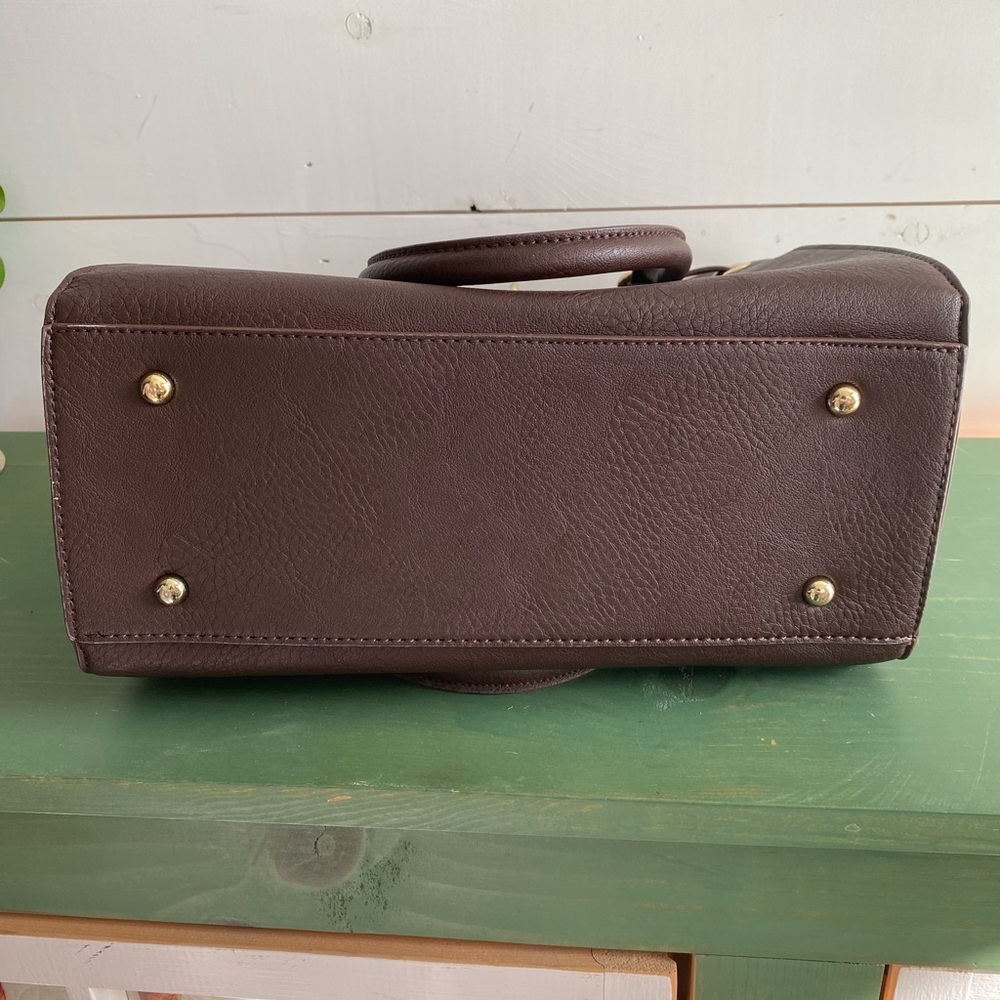 Charming Charlie Dark Brown Satchel with Gold Hardware - Picture 6 of 6